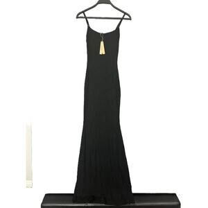 Womens Skims Black Sleeveless Spaghetti Solid Soft Lounge Slip Dress Small New